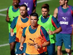 soccer football fifa world cup 2026 portugal training cidade do futebol oeiras portugal june 1 2026 portugal s cristiano ronaldo during training reuters pedro nunes