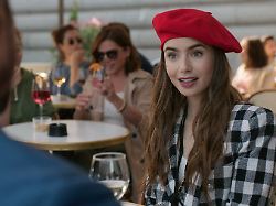 this image released by netflix shows lily collins in a scene from the series emily in paris the program was nominated for an emmy award for outstanding comedy series