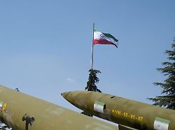 two iran made missiles are displayed at a war museum in tehran iran on april 2 2026 amid u s israeli military operations in the region