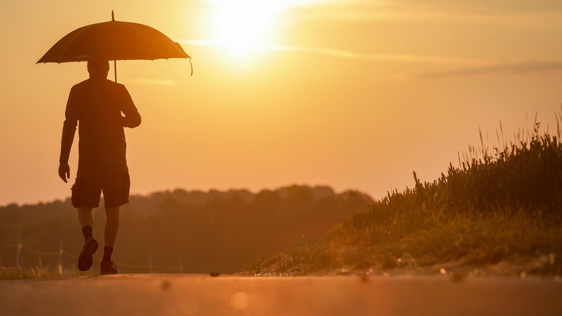 hitze mann mit sonnenschirm 100