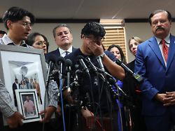 a family member reacts during a news conference after an ice agent fatally shot a mexican motorist identified as lorenzo salgado araujo in houston texas u s july 8 2026