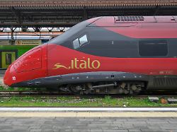 a high speed train of the italian company italo nuovo trasporto viaggiatori ntv is at the verona porta nuova train station in verona italy on february 1 2025