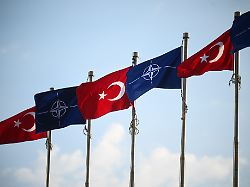 ankara turkiye july 07 a view of the turkish flag and the nato flag at ato congresium where a part of 36th nato heads of state and government summit will be held in ankara turkiye on july 07 2026