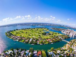 aerial stock image miami beach indian creek island and bay
