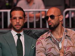andrew tate right and his brother tristan arrive before president donald trump to attend ufc 327 at kaseya center saturday april 11 2026 in miami