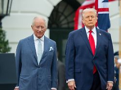 april 28 2026 washington dc united states president donald trump welcomes king charles iii of the united kingdom to the white house for a formal state visit on april 28 2026