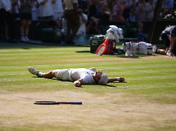 arthur fery of britain reacts to winning against flavio cobolli of italy in their quarter final men s singles match at the wimbledon tennis championships in london wednesday july 8 2026