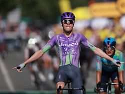 cycling tour de france stage 13 dole to belfort dole france july 17 2026 team jayco alula s mauro schmid celebrates after winning stage 13 reuters stephanie lecocq 2