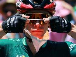cycling tour de france stage 4 carcassonne to foix carcassonne france july 7 2026 team visma lease a bike s jonas vingegaard ahead of the start of stage 4 reuters stephanie lecocq