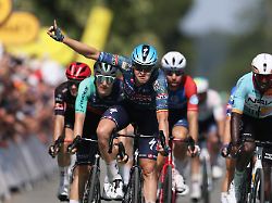 cycling tour de france stage 8 perigueux to bergerac perigueux france july 11 2026 soudal quick step s tim merlier celebrates after crossing the finish line to win stage 8 reuters gonzalo fuentes