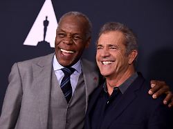 danny glover and mel gibson arrive at the richard donner tribute on wednesday june 7 2017 in beverly hills calif