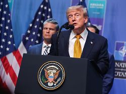 donald trump president of united states speaks at the press conference during the 2026 nato ankara summit in ankara turkiye on july 8th 2026