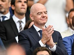 fifa president gianni infantino gestures during the fifa world cup 2026 quarter final match between norway and england at miami stadium on july 11 2026 in miami gardens united states