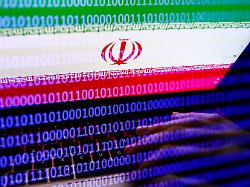 flag of iran displayed on a laptop screen and binary code displayed on a screen are seen in this multiple exposure illustration photo taken in krakow poland on september 27 2022
