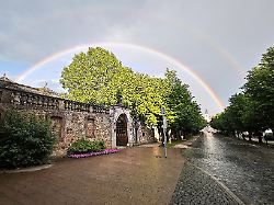fulda hessen deutschland regenbogen am abend