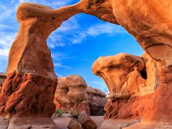 golden light on metate arch in the devil s garden area of grand staircase escalante national monument near escalante utah
