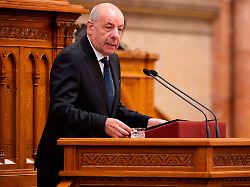 hungarian president tamas sulyok delivers a speech before the inauguration ceremony of prime minister peter magyar at the parliament in budapest hungary saturday may 9 2026