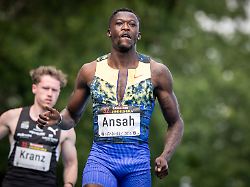 mannheim germany june 14 2026 owen ansah ger hsv hamburg hamburg competing in the mens 100m during the elite meeting at michael hoffmann stadion on june 14 2026 in mannheim germany