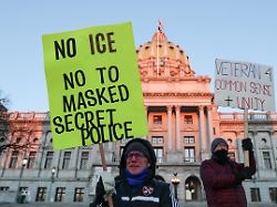 people take part in the nationwide stop ice terror rally at the pennsylvania state capitol in harrisburg pa on january 20 2026