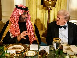 president donald trump hosts a dinner for crown prince and prime minister mohammed bin salman al saud of saudi arabia tuesday november 18 2025 in the east room of the white house 2