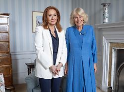 queen camilla during an audience with jk rowling at the palace of holyroodhouse in edinburgh as part of the king s visit to scotland for holyrood week picture date tuesday june 30 2026