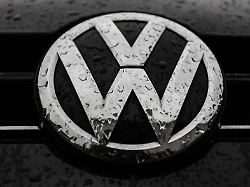 raindrops are seen on the logo of volkswagen car in krakow poland on october 5 2016