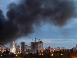 smoke rises in the city during a russian missile strike amid russia s attack on ukraine in kyiv ukraine july 11 2026