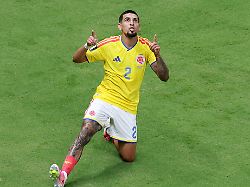 soccer football fifa world cup 2026 group k colombia v dr congo estadio guadalajara guadalajara mexico june 23 2026 colombia s daniel munoz celebrates scoring their first goal reuters raquel cunha