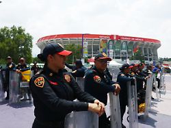 soccer football fifa world cup 2026 round of 32 mexico v ecuador estadio azteca mexico city mexico june 30 2026 police officers outside the stadium before the match reuters henry romero