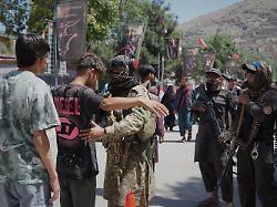 taliban police search men as afghan shiite worshippers arrive to attend muharram religious ceremonies ahead of ashoura at the chendawol mosque in kabul afghanistan on thursday june 25 2026