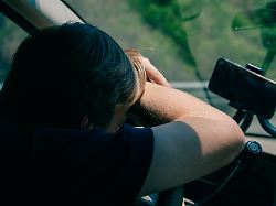 the driver was tired and leaned on the steering wheel