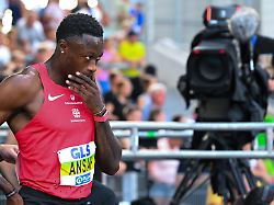 25 07 2026 nordrhein westfalen bochum leichtathletik deutsche meisterschaft im lohrheidestadion maenner 100 mete finale owen ansah nach dem rennen 2