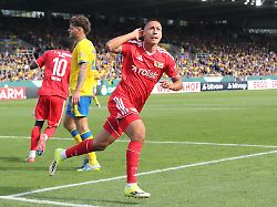 andrej ilic jubelt nach tor zum 2 3 freude emotion jubel sport fussball fussball dfb pokal 1 runde saison 2026 2027 23 08 2026 eintracht braunschweig btsv vs 1