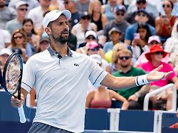 august 15 2026 mason ohio u s djokovic novak reacts to a shot during saturdaya a a s second round of the cincinnati open at the lindner family tennis center mason oh