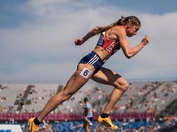 birmingham england 20260812 josefine tomine eriksen aks in the women s 400 meter trial at the european athletics championships 2026 at alexander stadium in birmingham on wednesday