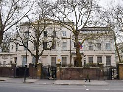 february 18 2026 london england united kingdom general view of the embassy of russia following claims that the opposition leader and activist was reportedly killed using frog poison