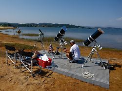 frenchman leyssalle anthony 39 prepares a telescope to view the total solar eclipse from the beach in arija spain august 12 2026