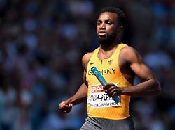 leichtathletik europameisterschaft maenner 4x100 meter vorlauf lucas ansah peprah deutschland laeuft ins ziel