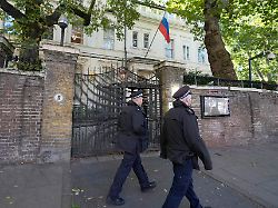 police officers guard the entrance of the russian embassy in london friday sept 13 2024