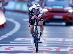 slovene rider tadej pogacar uae emirates in action on his way to win tour of spain s first stage a 9 4 kilometers time trial in monaco 22 august 2026 first stage time trial in monaco 9