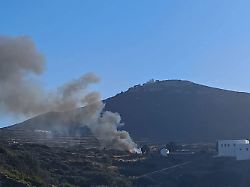 smoke billows from the site of a helicopter crash on the island of sifnos greece august 17 2026 handout via reuters this image has been supplied by a third party