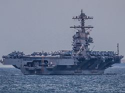 the united states navy aircraft carrier uss gerald r ford the worldas largest and most advanced aircraft carrier departure from split croatia on april 02 2026