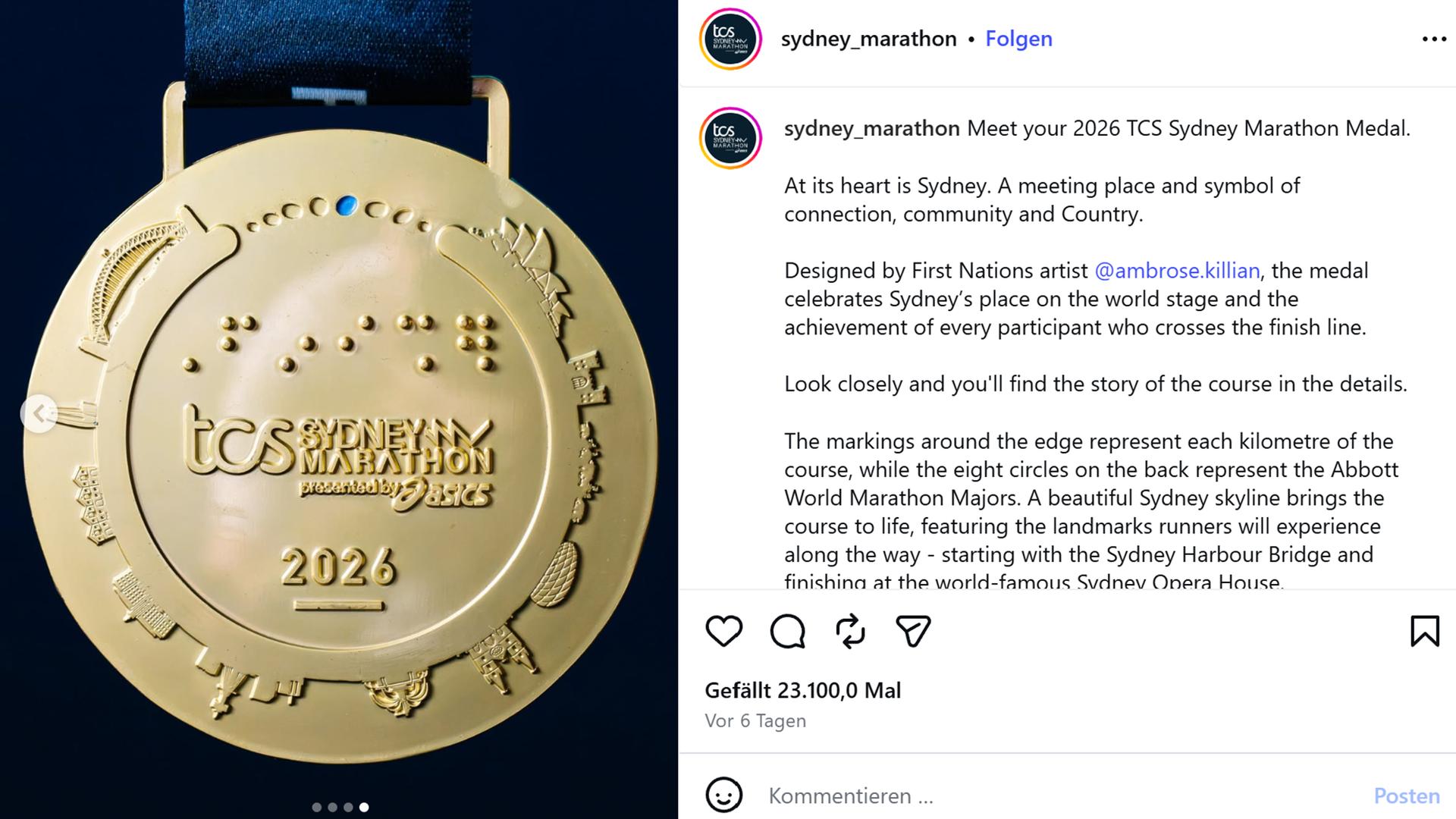 sydney marathon medaille 100